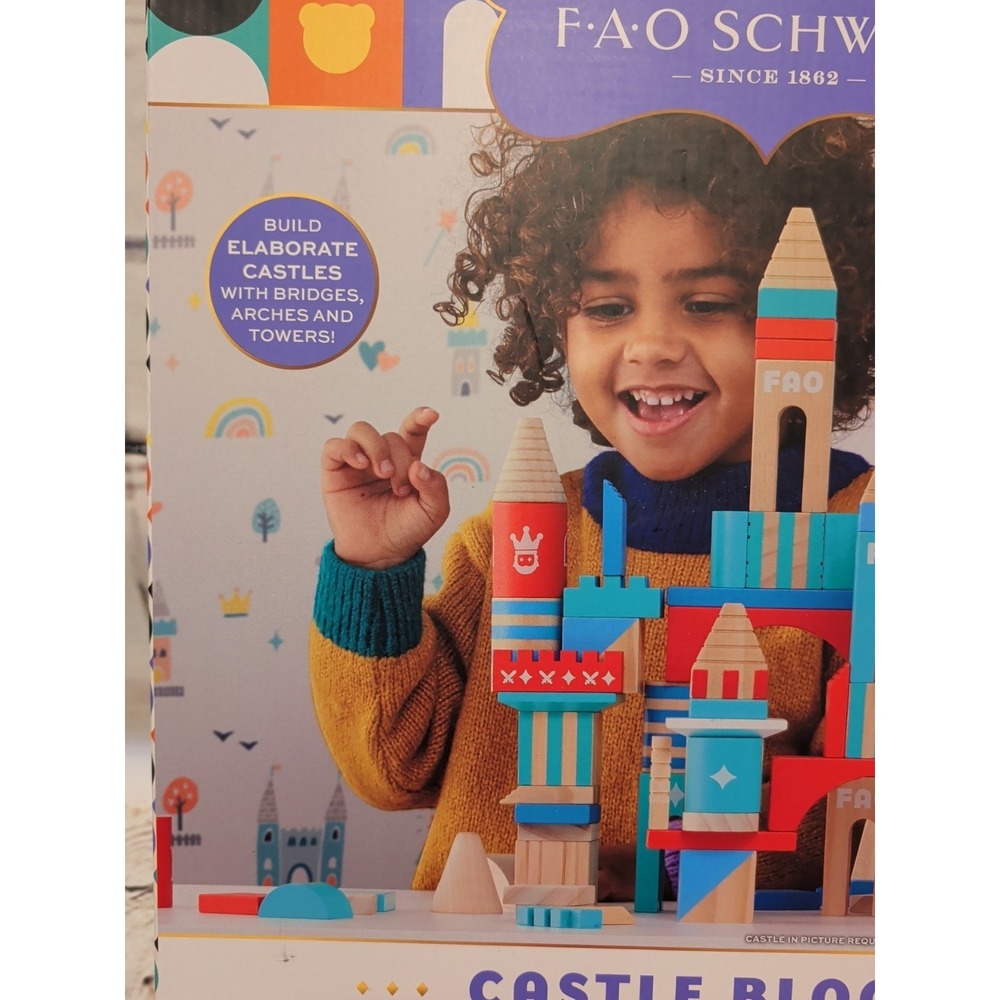 FAO Schwarz Toy Castle Colorful Wood Blocks Set 75 Pieces - Picture 4 of 6